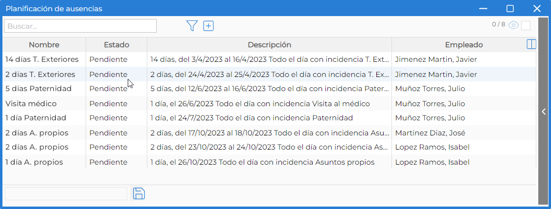 PlanifAusencias - Lista
